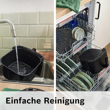 Фритюрниця повітряна Bosch Serie 4, XL, 6.1 л, чорна, 7 програм, розморожування, підігрів, сенсорний дисплей, MAF462B0