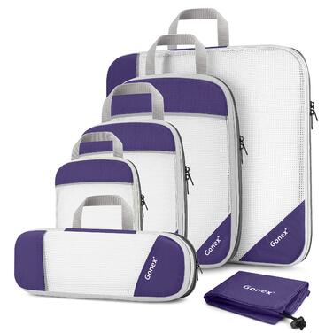 Органайзери для валізи Gonex (6 шт., зелений/фіолетовий) - набір кубиків для пакування