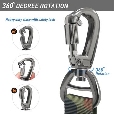 Міцна собача повідок-рулетка, камуфляжна військова повідок з автофіксатором для великих собак до 68 кг, 1,8 м, амортизуюча, з подвійним руків'ям, тактична повідок для собак