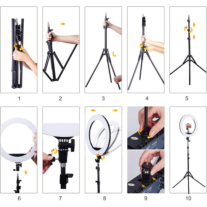 LED кільцева лампа CXYP 18 дюймів зі штативом, диммер, пульт дистанційного керування, для YouTube, TikTok, фото/відео, селфі, макіяж, Live-Stream, сумісна зі смартфонами