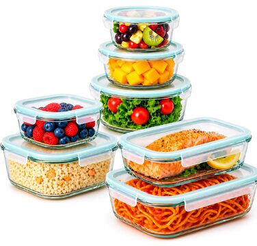 Контейнери для зберігання продуктів Edihome, 14 шт (7 контейнерів + 7 кришок), прозорі, BPA-free