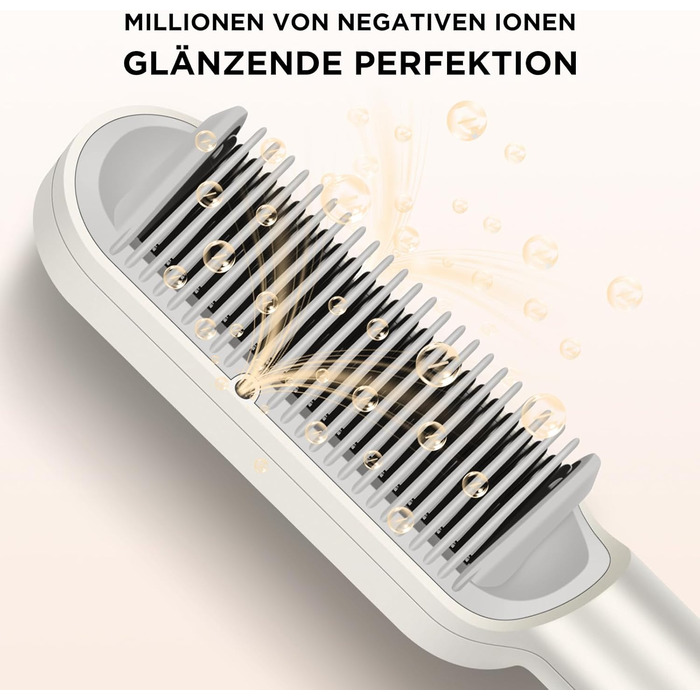 Випрямляюча щітка PARWIN PRO BEAUTY з LED-дисплеєм, захистом від опіків та 4 температурними режимами (срібна)