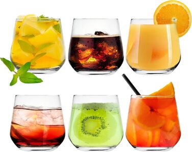 Glass Set, 6-piece, 310 ml small juice glasses, ideal as drinking glasses, water glasses, whiskey glasses, universal and dishwasher safe
