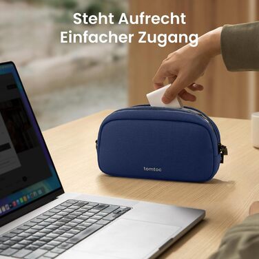 Органайзер для кабелів tomtoc, сумка для аксесуарів, кофр-органайзер для подорожей, чохол для гаджетів, аксесуар для кабелів, адаптерів, павербанку, Navy Blue S