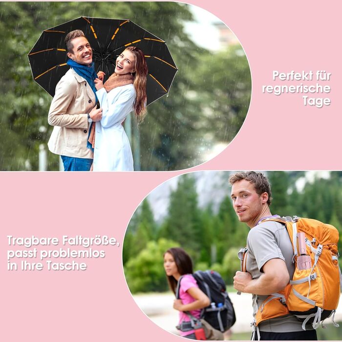 Вітростійкий та водонепроникний парасолька Schutz з автоматичним відкриванням, 12 спиць, компактний та стабільний, для жінок та чоловіків, рожевий