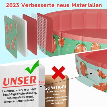 Басейн для собак Demigreat, 80/120/160 см, складаний, PVC, для великих та малих собак, (M: 120x30 см, кавун)