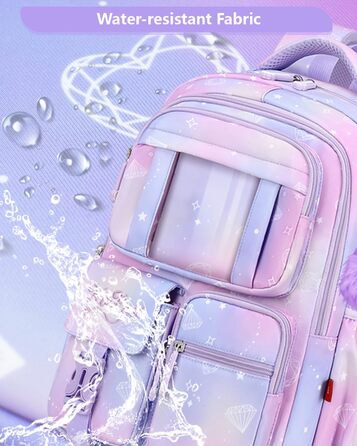 Рюкзак для дівчинки Tanou, 1-4 клас, дитячий шкільний рюкзак, водонепроникний, фіолетовий