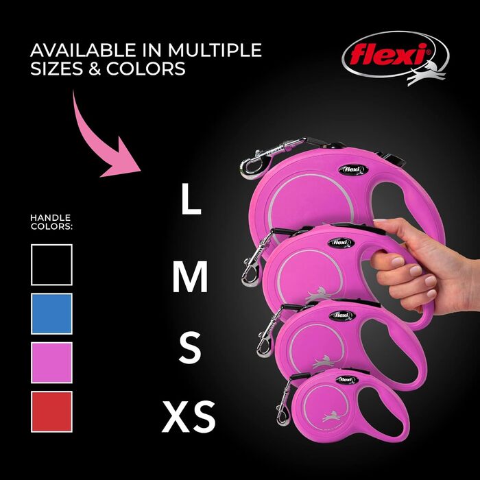 Висувна повідка для собак Flexi Klassik, рожева, XS, до 8 кг, 3 м