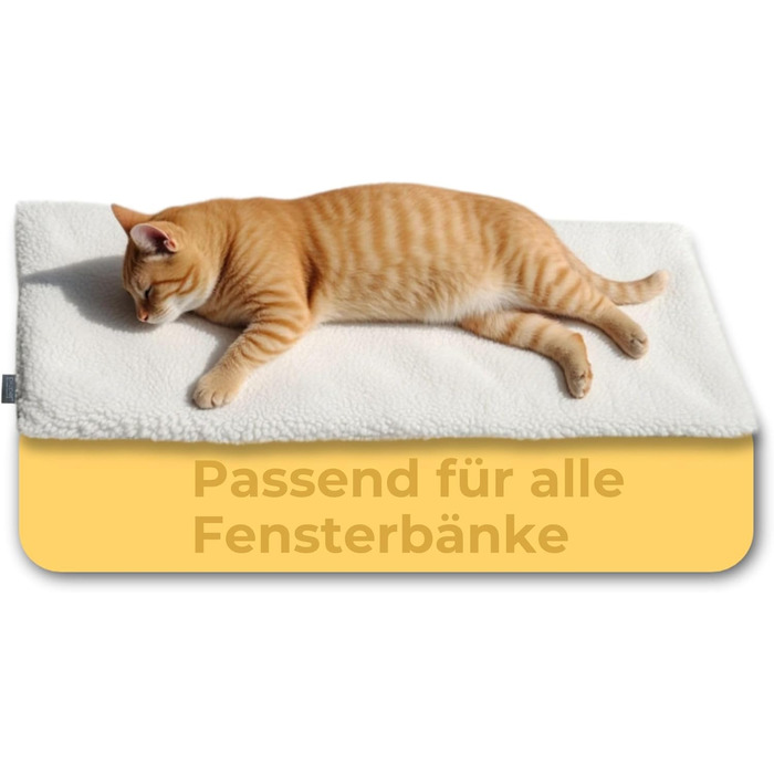 Кішка ліжко на підвіконня PiuPet 90x25 см | Антиковзне ліжко для котів | М'яка, самогріюча ковдра | Бежевий