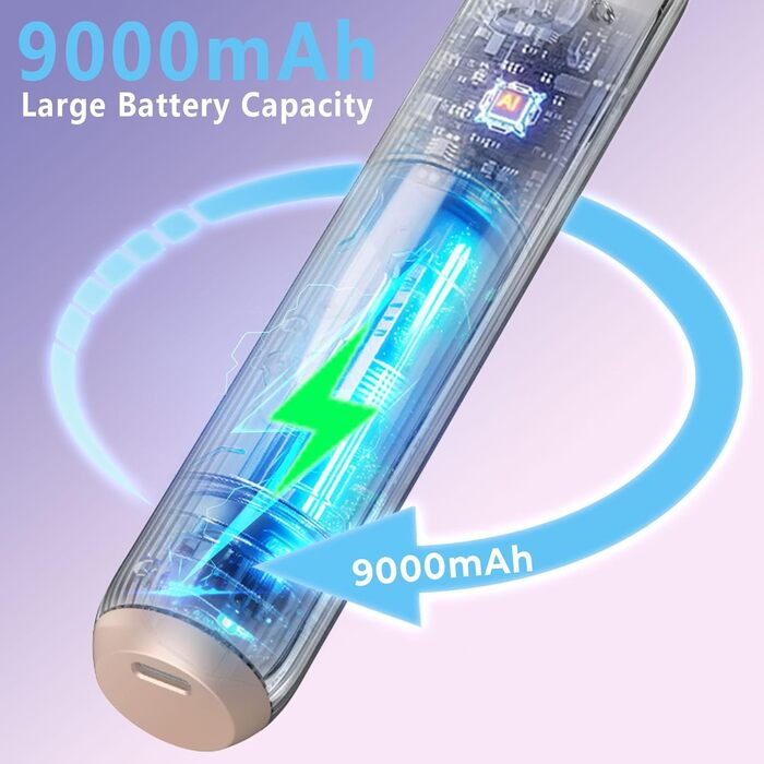 Бездротовий локшик UKLISS 28mm з USB-зарядкою, 9000mAh, для довгих волосся, 140–200°C (рожево-білий)