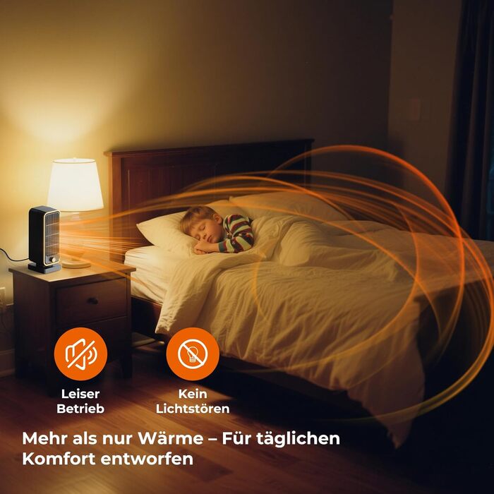 Електричний обігрівач PTC: тихий, енергоефективний, 900W, 3 режими, захист від перегріву та перекидання, для кімнат та спалень, чорний