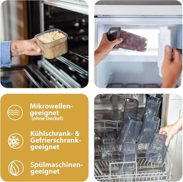 Набір контейнерів для зберігання продуктів [12 шт] Anthracite (500 мл) - Складні, економія місця, для кухні