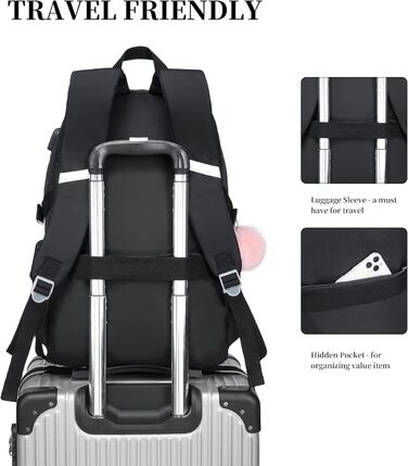 Шкільний рюкзак YAMTION для підлітків, 15.6 дюймів, чорний. Підходить для школярів, студентів середньої та вищої школи.