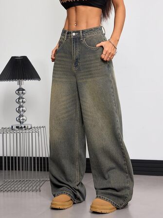 Джинси жіночі широкі Baggy Y2K Denim висока талія блакитні Retro C20 розмір L