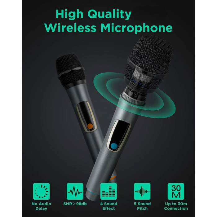 Караоке система Bluetooth GTSK10-1 600W з 2 мікрофонами, 10