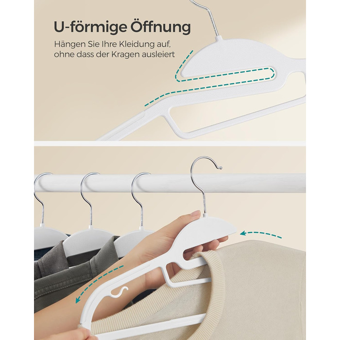 Плечики для одягу SONGMICS, 20 шт., пластикові, з поворотним гачком, 41.5 см, сірі