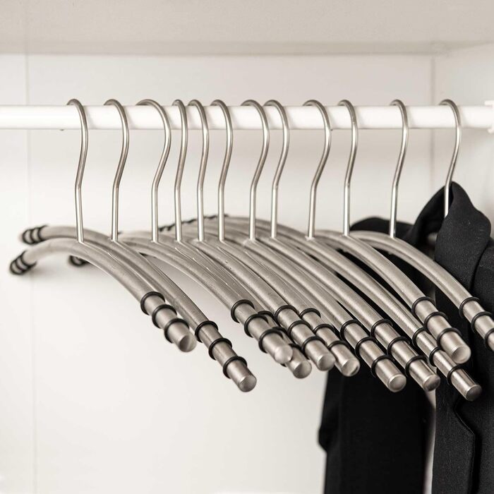 SIDCO Clothes Hangers Stainless Steel 6 x Coat Hangers Metal Hangers Hanger Set w. Anti-Slip