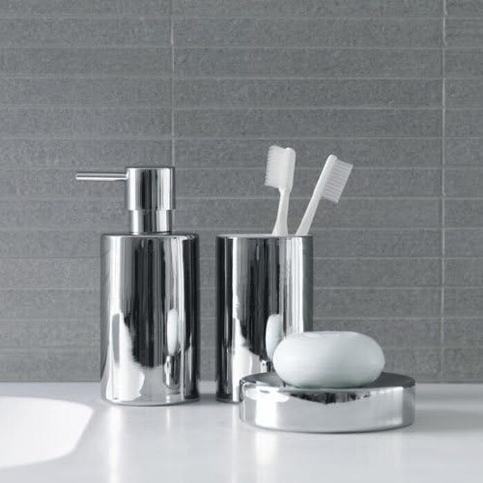 Дозатор мила Spirella | Керамічний | 300 мл | Сріблястий | Довговічний та міцний | 7x7x16 см