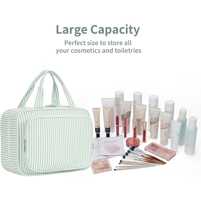 Набір для гігієни Narwey для дівчаток: велика косметичка/рюкзак для душу з сіткою, зелений колір