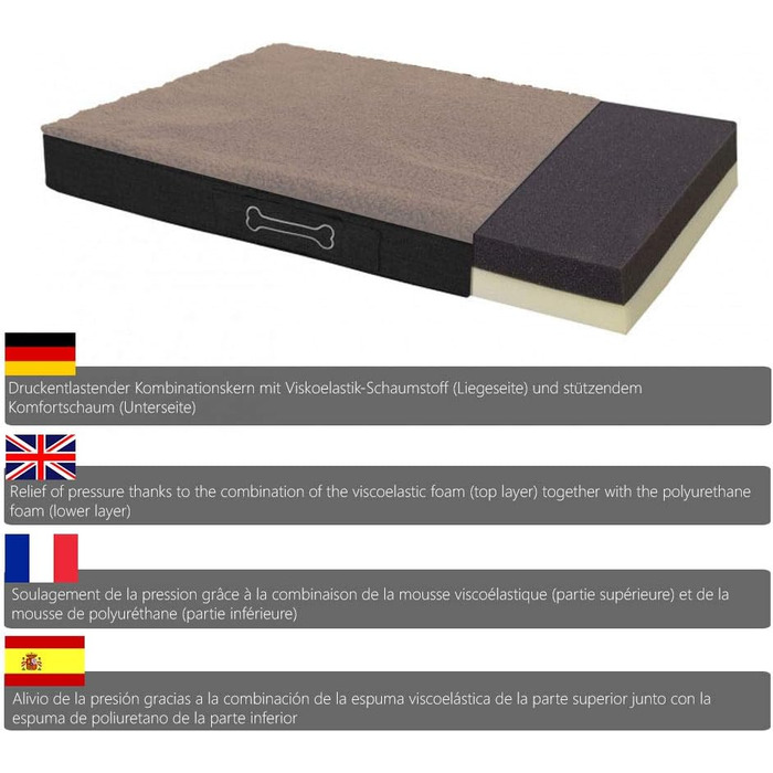 Ортопедична лежанка для собак Diluma Benji - лежанка для тварин з знімним чохлом - лежанка для собак Беж - 100 x 65 x 10 см (L, S 72 x 50 x 8 см)