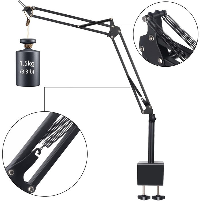 Підставка для мікрофона з кріпленням на стіл - сумісна з Blue Yeti, HyperX QuadCast, Elgato Wave, Q2U, Fifine та ін.