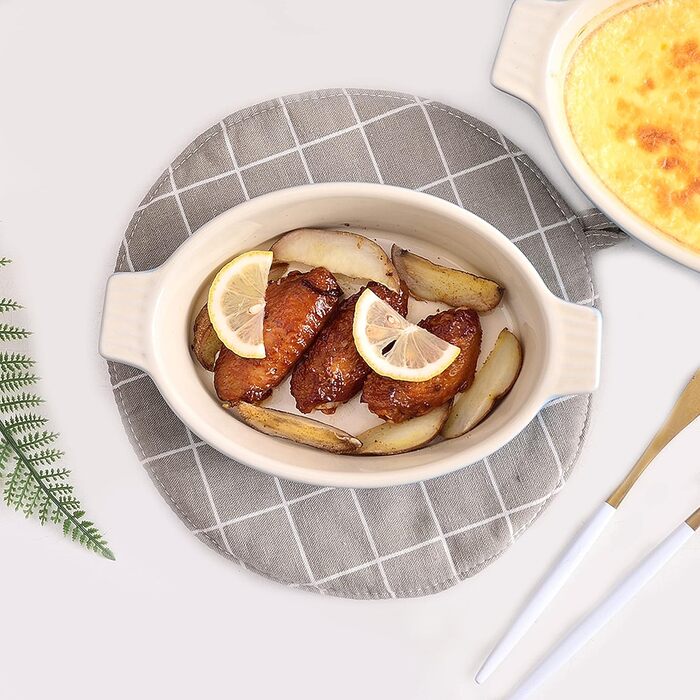 MALACASA Набір форм для запікання Bake.Bake (4 шт.) з кераміки, стійкої до подряпин | Ідеально для лазаньї, супів, тірамісу та іншого (блакитний)