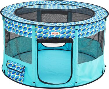 Клітка для цуценят VEVOR, розкладний вольєр для собак, 914 x 914 x 584 мм, 600D Oxford, для малих та середніх тварин (Блакитний)