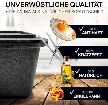 Tomorrow: Bread baking tin with lid incl. recipe booklet - 28cm cast iron baking tin for baking bread, accessories - loaf tin, toast bread tin, loaf tin, baking dish, loaf tin, rectangular bread tin