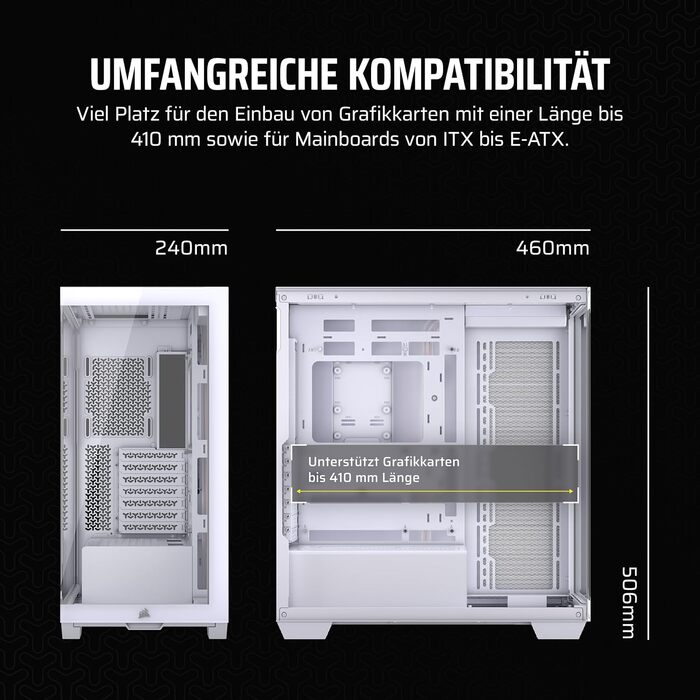 Корпус ПК CORSAIR 3500X Mid-Tower ATX з панорамним склом, підтримкою перевернутої схеми материнської плати та 3 вентиляторами CORSAIR RS120, білий колір (без RGB)