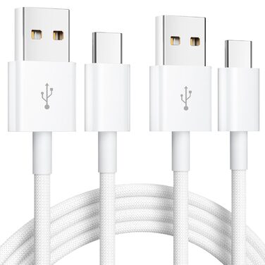 Кабель USB на USB-C [2 шт. 1.8м] для iPhone 17/16/15, Samsung, Google Pixel, Huawei, LG, Xiaomi, Sony. Плетені кабелі зарядки 2 шт.