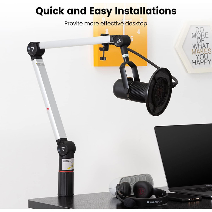 Підставка для мікрофона THRONMAX S5, гальген-тип, регульована, поворотна на 360°, срібна