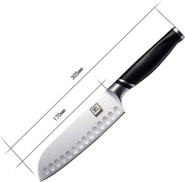 Кухонний ніж Zayiko NAMI Santoku: професійний, 30.5 см, з лезом 17 см з нержавіючої сталі та ергономічною ручкою ABS