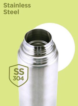 Термос Milton Thermosteel Flip Lid 1000 мл з подвійними стінками, вакуумна ізоляція, нержавіюча сталь, без BPA, з кришкою-фліпом, срібний | 1 літр, 24 години зберігання тепла та холоду