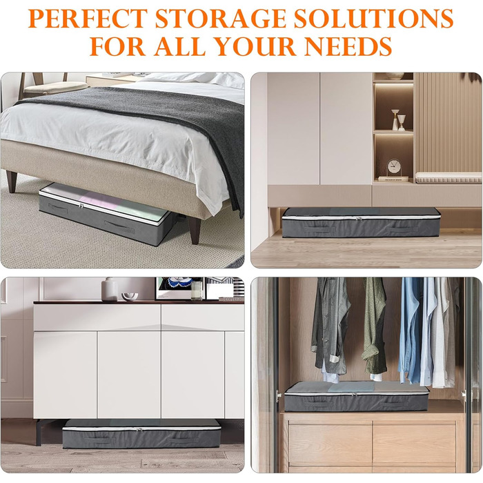 Коробки для зберігання під ліжко AiQInu (2 шт.) 100x50x18 см, складні, з вікном, для одягу, ковдр, постільної білизни