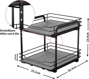 Pull-out Spice Rack, Cabinet Organizer for Kitchen, 2-Tier Spice Storage, Upper and lower baskets can be pulled out independently, Height adjustable for most kitchen cabinets