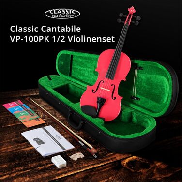 Скрябавка Cantabile VP-100PK 1/2 - Комплект для початківців: скрипка, бовтан, чохол, смола, запасні струни (рожевий)