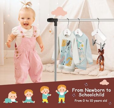 Дерев'яні вішалки для одягу з затискачами для малюків, 12 шт., класичні та міцні, білі, 25 см, для дітей 25 x 20.5 см