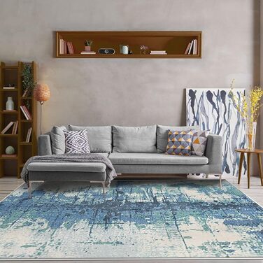 Килим з коротким ворсом для вітальні: абстрактний дизайн, великий, м'який, неслизький, сірий, 120x160 см, 200x300 см, блакитний