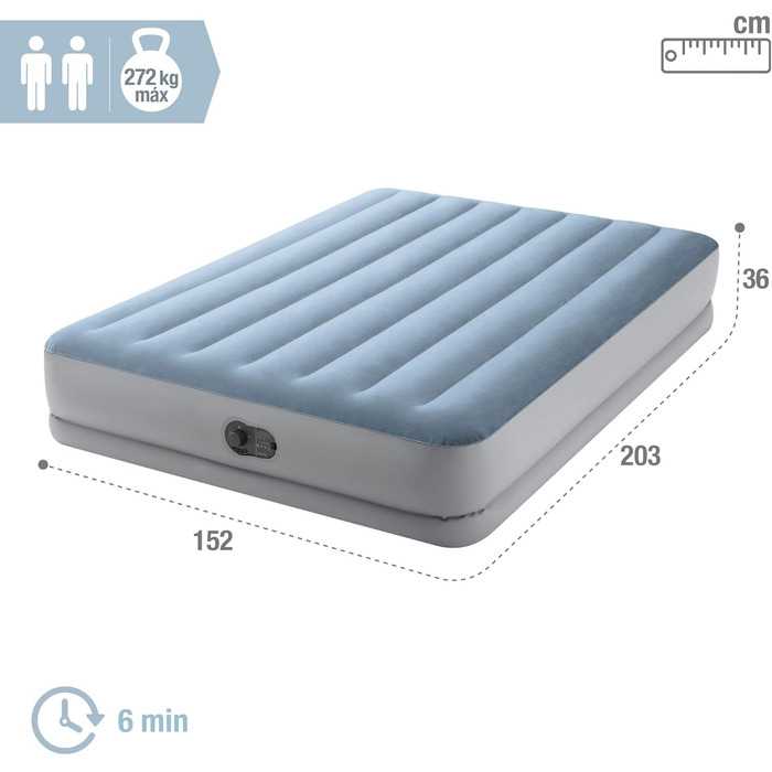 Надувний матрац Intex Queen Dura-Beam Comfort з USB-насосом 152x203x36 см (64159)