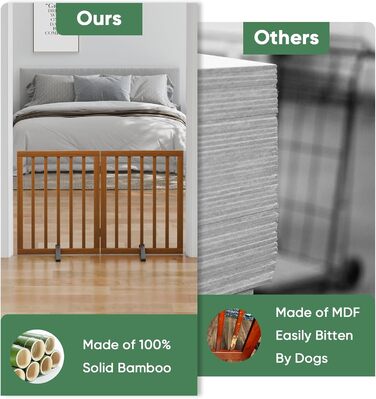 Перегородка для собак з бамбука, розкладна, для дверей, 3 панелі (білий). Металеві ніжки, для дому, роздільник простору. Ширина 55' та 37'