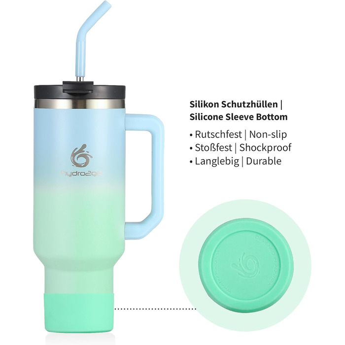 Термокухоль Hydro2Go з трубочкою – BPA-free, придатна для миття в посудомийній машині – 10 годин гарячого/12 годин холодного – 1200 мл, Lagoon