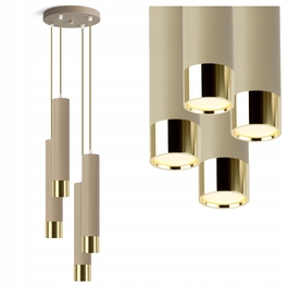 Стельова підвісна люстра-циліндр Kaszmir, бежевий екру, LED — для кухні, вітальні або над стільницею