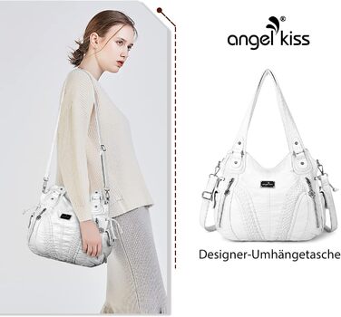 Сумка жіноча AngelKiss через плече, біла, PU шкіра, водонепроникна, з кишенями на блискавці