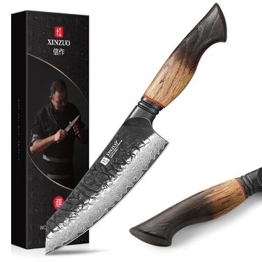 Ніж шеф-кухаря XINZUO Damast 67 шарів дамаської сталі, 14.5 см (Сантоку)