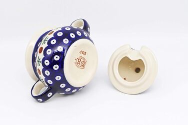 Unknown Original Bunzlau Porcelain 0.35 Liter Sugar Bowl Sugar Dispenser Sugar Container with Lid Ø14.6 cm H13.2 cm (41)
