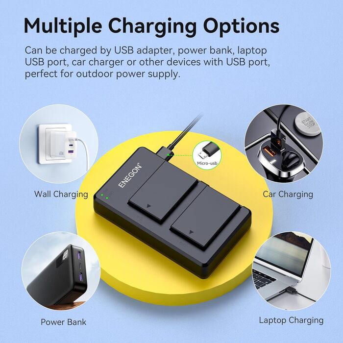 Акумулятор для камери Canon LP-E17 ENEGON з зарядним пристроєм Dual Micro USB (2 шт.)