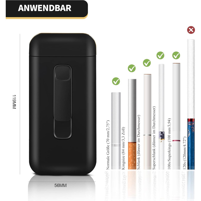 Електронне табакерне аксесуар Lafagiet XL666: кейс для сигарет з запальничкою, LED-дисплей, 18 шт. King Size, подарунок для чоловіків