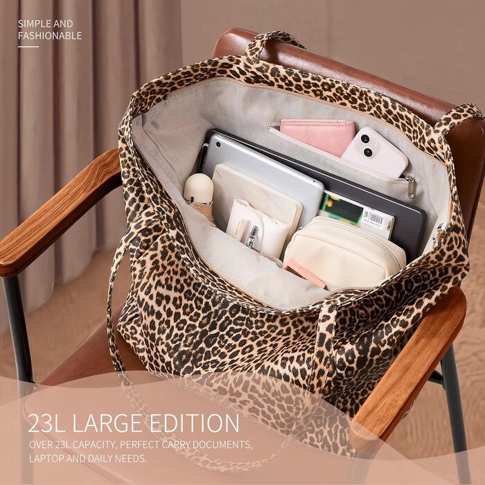 Сумка жіноча KALIDI шопер велика зі шкірозамінника з блискавкою для роботи, покупок, школи (Леопард)