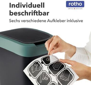 Сміттєвий бак Rotho Twist з кришкою 50л, пластик (перероблений PP), чорний/жовтий, для кухні