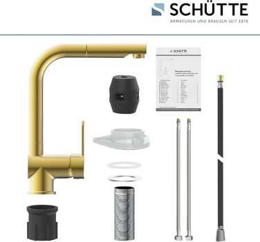 Кухонний змішувач SCHÜTTE LONDON з висувною лійкою, поворотний на 360°, з однорідним змішувачем, для мийки, золотий, 29,8 см (високий тиск)